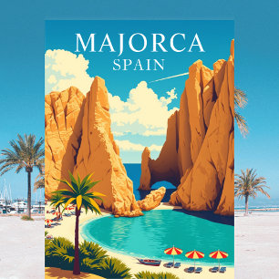 Postal Mallorca, España Playa Viaje Vintage