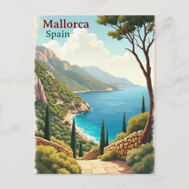 Postal Mallorca España Viaje Arte Vintage (Anverso)