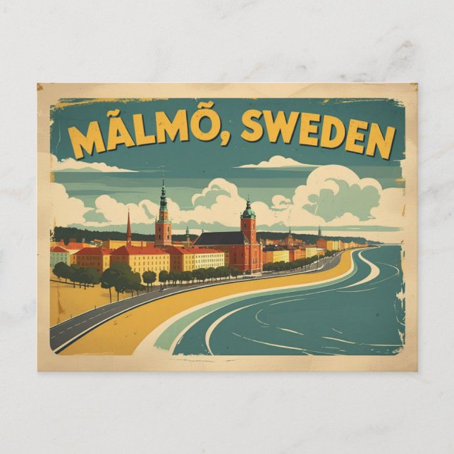 Postal Malmo Suecia la moderna joya costera (Anverso)