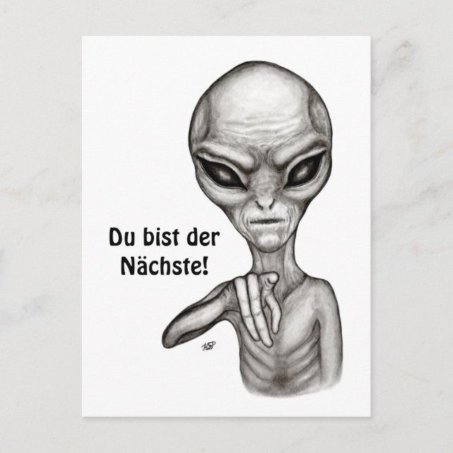 Postal ¡Malo Alien, mejor de Du, Nächste! (Anverso)