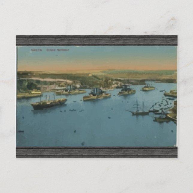 Postal Malta - Gran puerto, Vintage (Anverso)