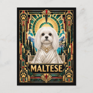 Postal Maltés, Perro Art Déco