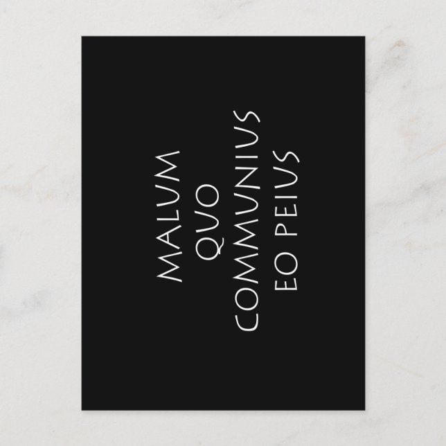 Postal Malum quo communius eo peius (Anverso)
