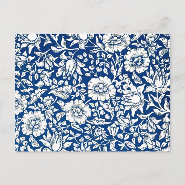 Postal malvavidad azul, patrón vintage, (Anverso)