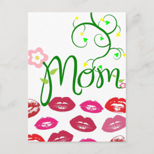 Postal Mamá ama el amor floral del corazón florece vinas