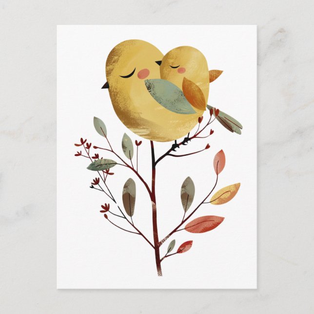 Postal Mama Bird and Chick Whimsical Art Day (Anverso)