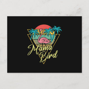 Postal Mama Bird Flamingo Sunset Palm Tree Beach 80
