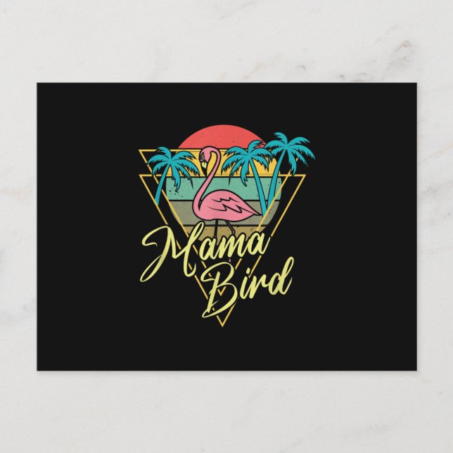 Postal Mama Bird Flamingo Sunset Palm Tree Beach 80 (Anverso)