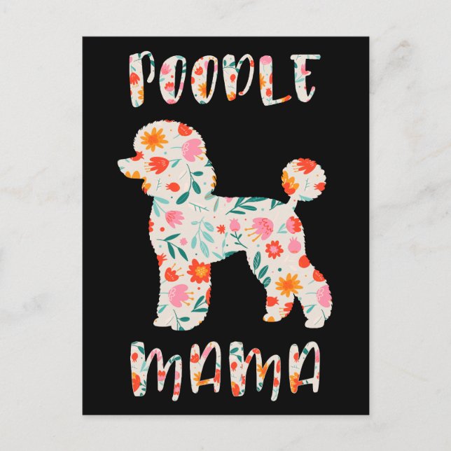 Postal Mamá Caniche Floral Amante de Perros (Anverso)