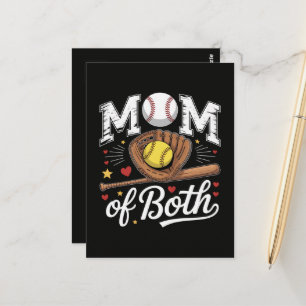 Postal Mamá de ambos Game Day Béisbol Softbol 