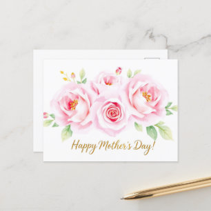Postal Mamá de Día de la Madre Rose Bouquet acuarela