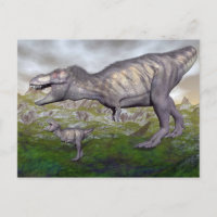 Mamá de dinosaurios Tyrannosaurus rex y renderizac