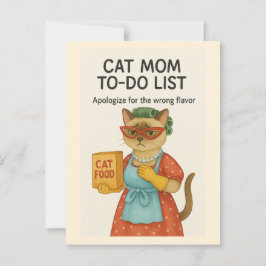 Postal Mamá de gato hace listas de palabras graciosas par