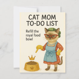 Postal Mamá de gato hace listas de palabras graciosas par