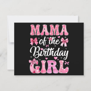 Postal Mamá de la niña cumpleañera lazo coquette rosa fam