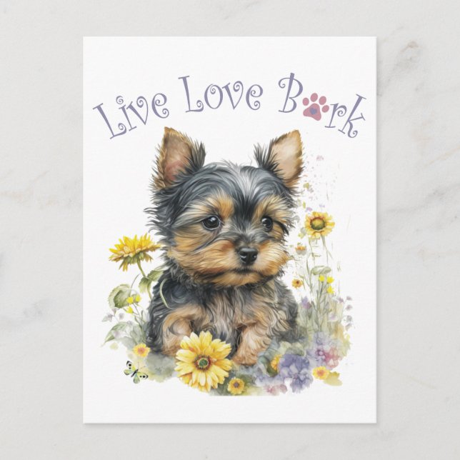 Postal Mamá de Yorkie Floral (Anverso)