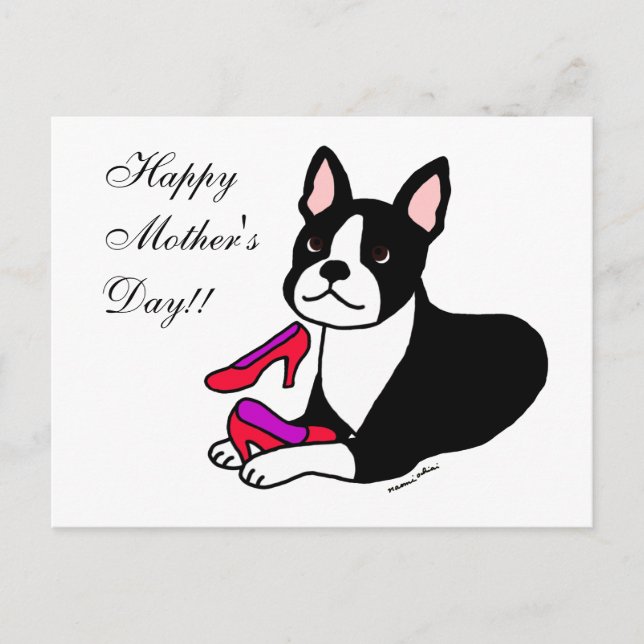 Postal Mamá del Boston Terrier (Regalos del Día de la Mad (Anverso)