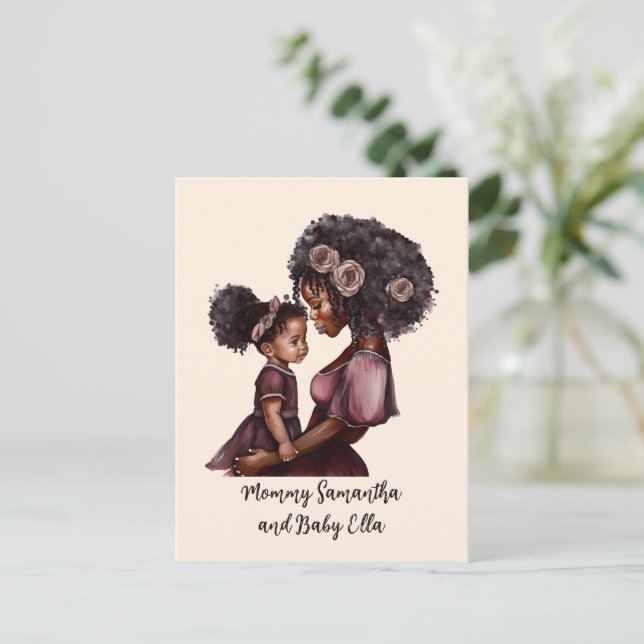 Postal Mamá e hija negras personalizadas (1) (Anverso de pie)