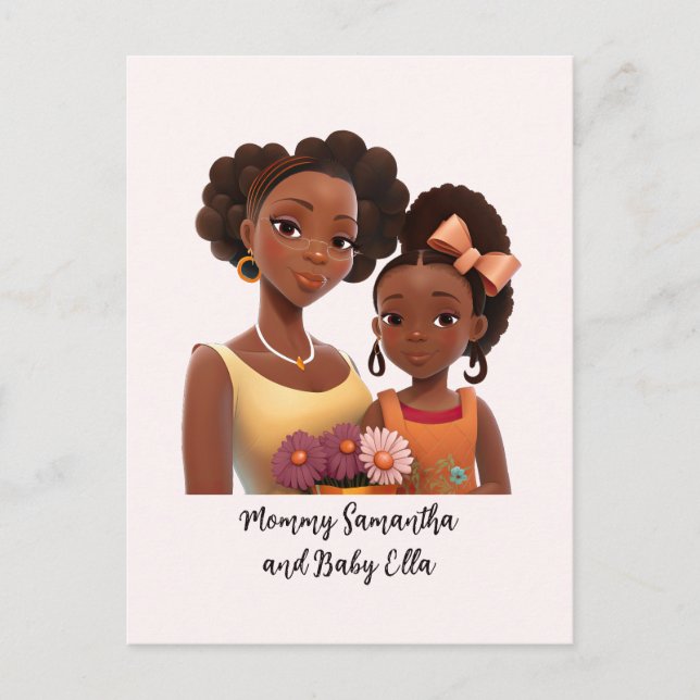 Postal Mamá e hija negras personalizadas (7) (Anverso)