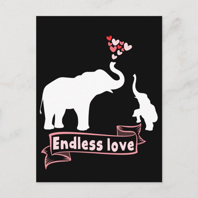 Postal Mamá elefante niños lindo mamá (Anverso)