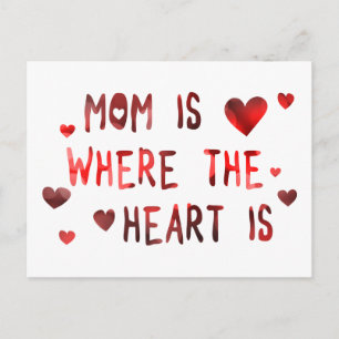Postal mamá es donde el corazón está bokeh