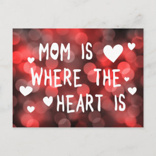 Postal mamá es donde el corazón está bokeh