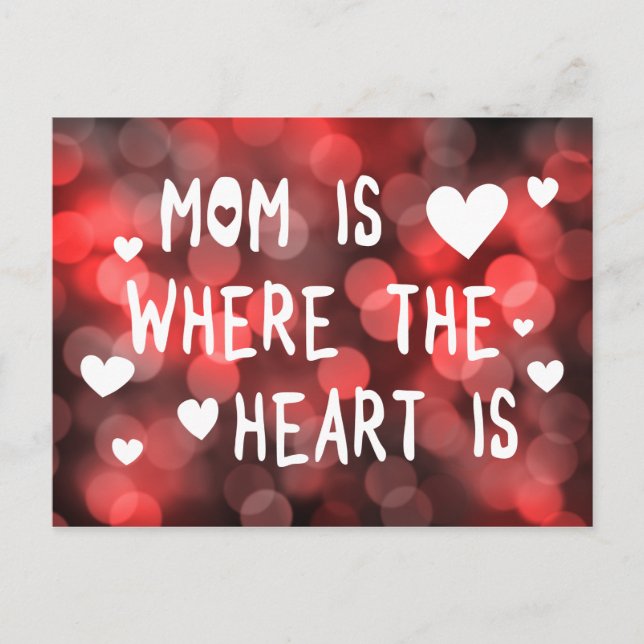 Postal mamá es donde el corazón está bokeh (Anverso)