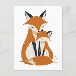 Postal Mama Fox and Pup Woodland Animals Cute