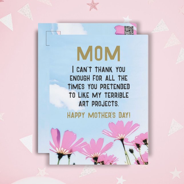 Postal Mamá graciosa cita humor florida Día de la Madre (Subido por el creador)