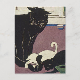Postal Mamá Kat y gatitos