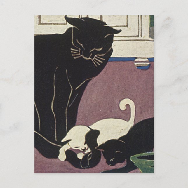 Postal Mamá Kat y gatitos (Anverso)