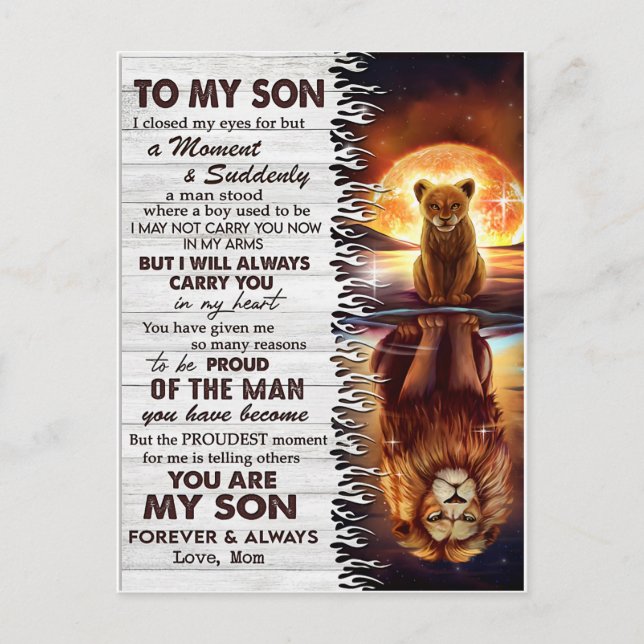 Postal Mamá León A Mi Hijo Me Cerré Los Ojos (Anverso)