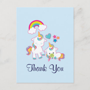 Postal Mamá Linda & Bebé Unicornio Mágico Gracias