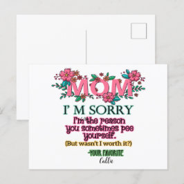 Postal Mamá, lo siento, soy la razón por la que te orinas