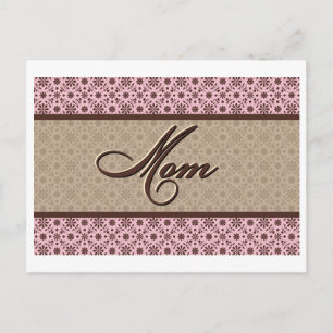 Postal Mamá marrón rosa