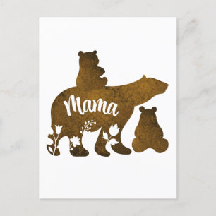 Postal Mamá Osa Con 2 Cachorros Mamá De Dos