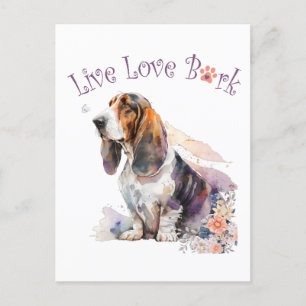 Postal Mamá Perro Basset Hound Floral