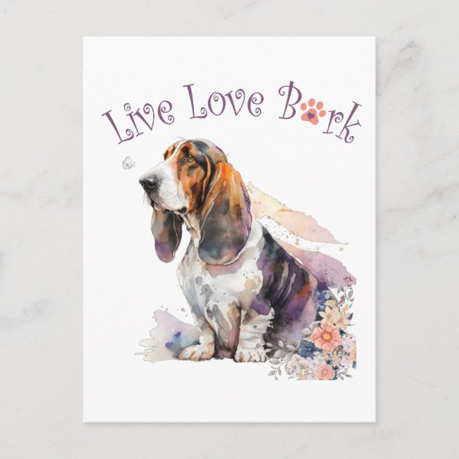 Postal Mamá Perro Basset Hound Floral (Anverso)