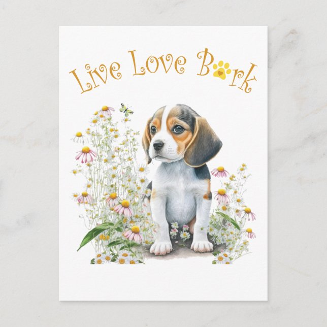 Postal Mamá Perro Beagle Floral (Anverso)