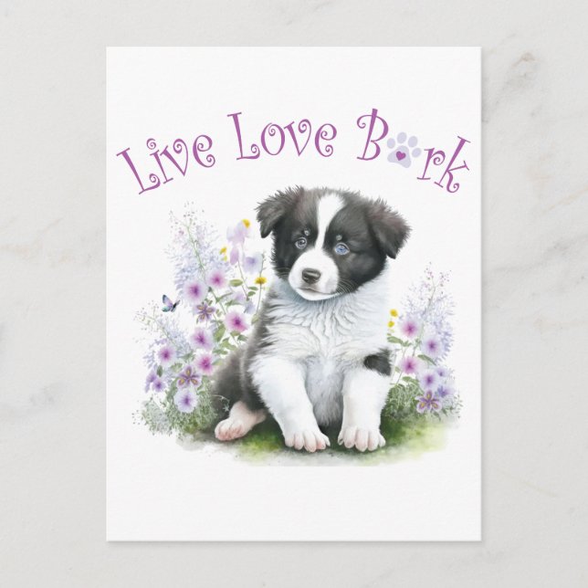 Postal Mamá Perro Border Collie Floral (Anverso)