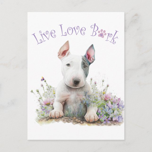Postal Mamá Perro Bull Terrier Floral (Anverso)