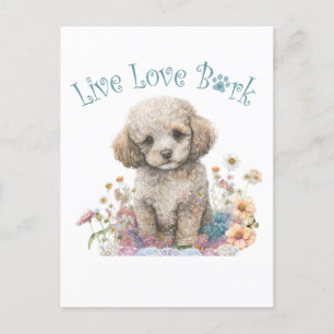 Postal Mamá Perro Caniche Floral