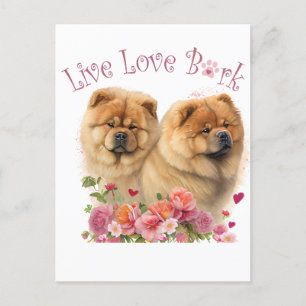 Postal Mamá Perro Chow Chow Floral