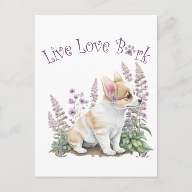 Postal Mamá Perro Corgi Floral (Anverso)