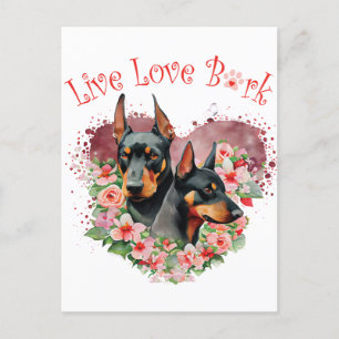 Postal Mamá Perro Doberman Floral