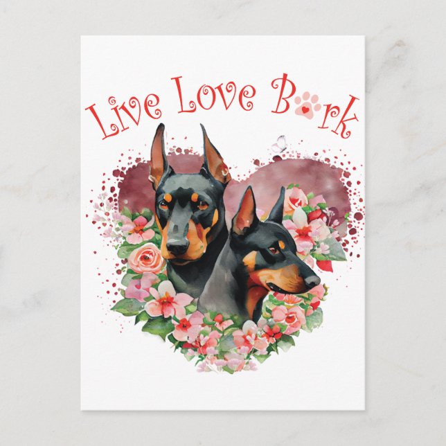Postal Mamá Perro Doberman Floral (Anverso)