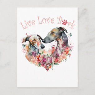 Postal Mamá Perro Galgo Floral