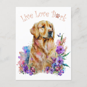 Postal Mamá Perro Retriever Dorado Floral