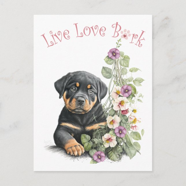Postal Mamá Perro Rottweiler Floral (Anverso)