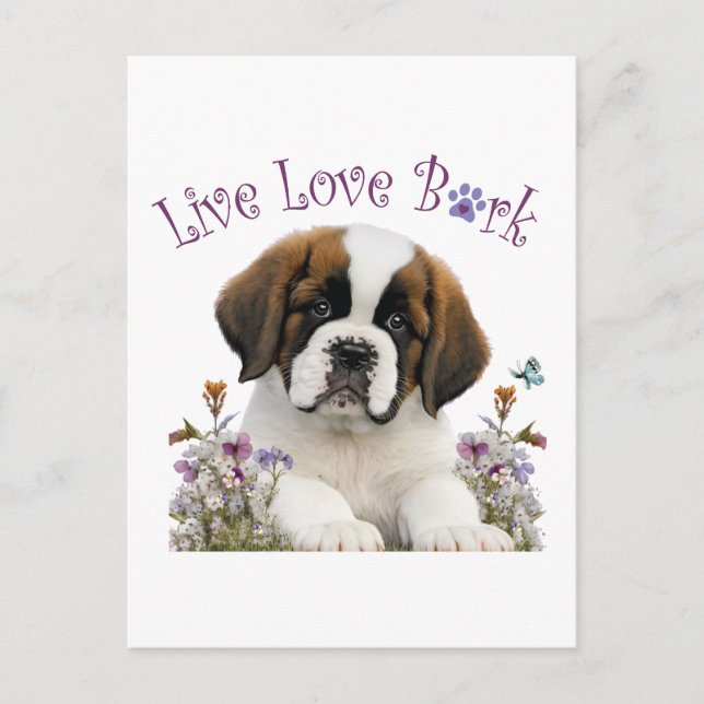 Postal Mamá Perro San Bernardo Floral (Anverso)